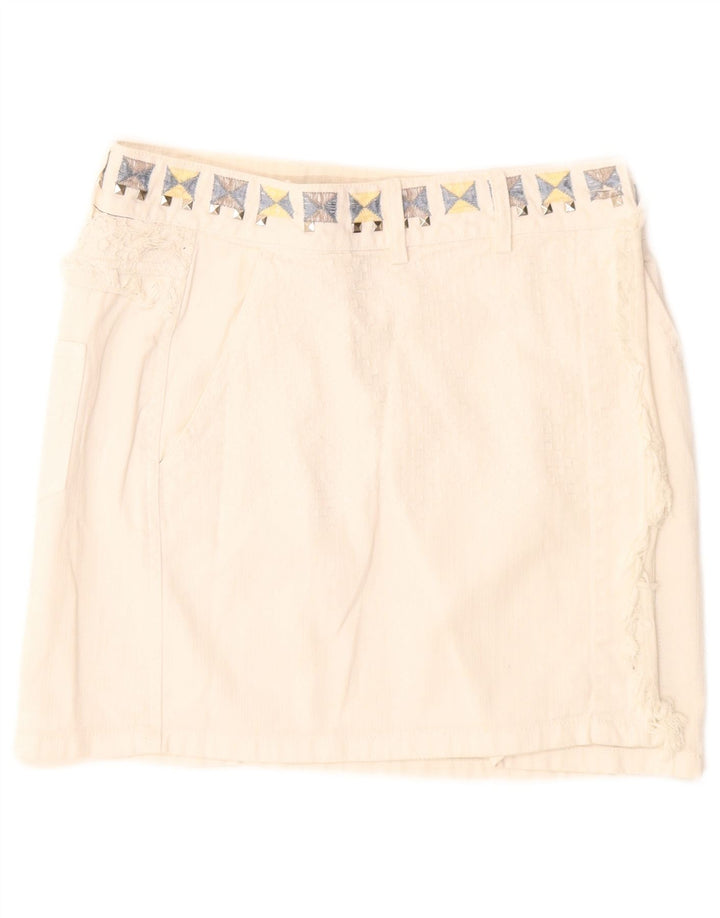 Desigual Womens Mini Denim Skirt W26 Small White Cotton