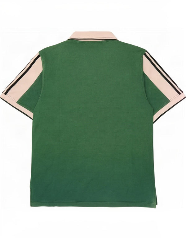 Adidas Mens Polo Shirt UK 42/44 Large Green Colourblock Cotton