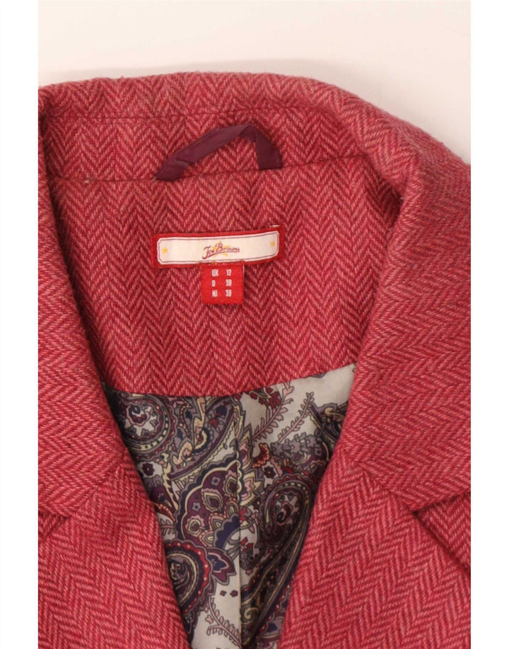 Joe Browns Womens Blazer Jacket UK 12 Medium Pink Herringbone Polyester
