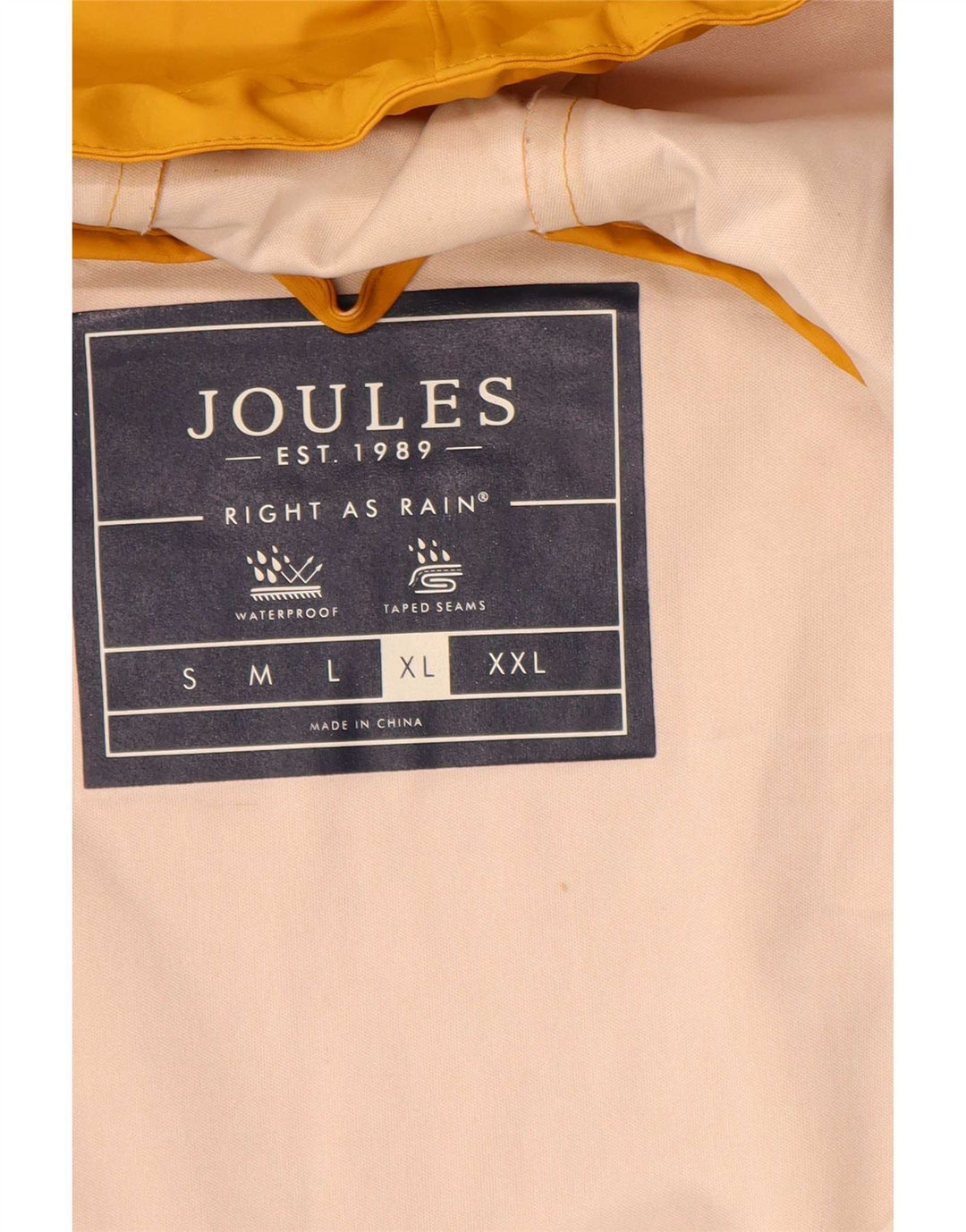 Joules Mens Hooded Rain Jacket UK 42 XL Yellow