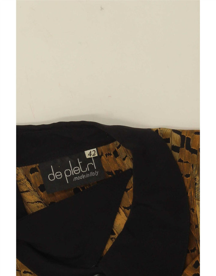 De Pletrl Womens Shirt Blouse IT 42 Medium Brown Colourblock