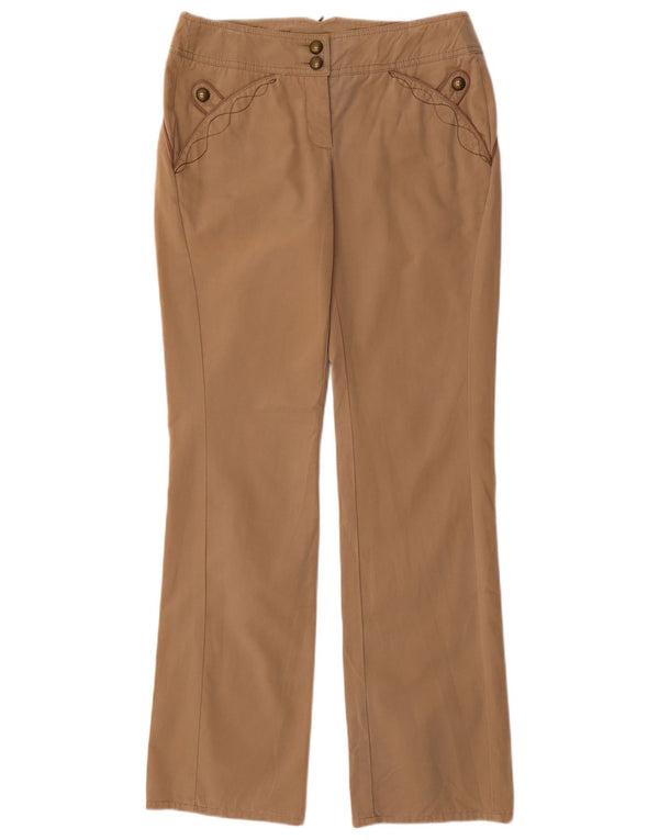 Newpenny Womens Straight Casual Trousers UK 8 Small W28 L31 Beige Cotton