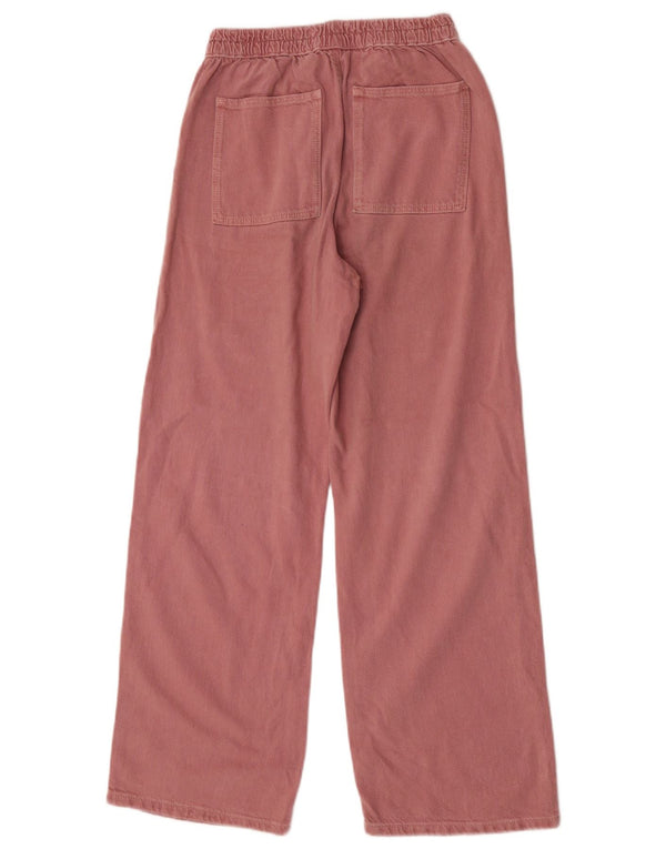 Zara Girls Wide Leg Chino Trousers 13-14 Years W26 L28 Pink Cotton