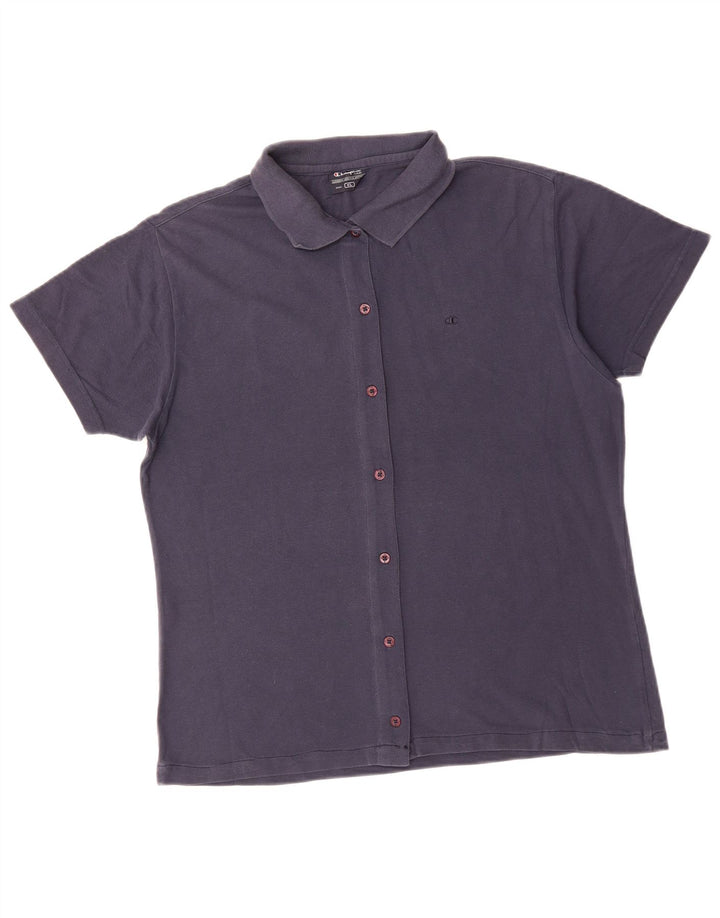 CHAMPION Womens Short Sleeve Shirt Blouse UK 18 XL Navy Blue