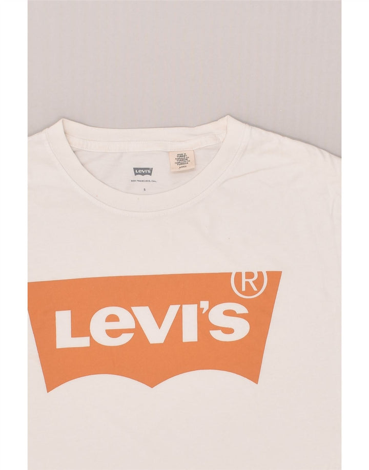 LEVI'S Womens Graphic T-Shirt Top UK 10 Small White Cotton | Vintage Levi's | Thrift | Second-Hand Levi's | Used Clothing | Messina Hembry 