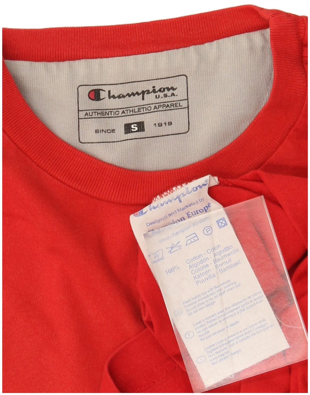 Champion Mens Graphic Top Long Sleeve Small Red Cotton