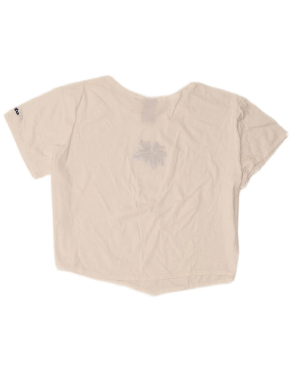 Lotto Womens Crop Graphic T-Shirt Top UK 16 Large White Cotton