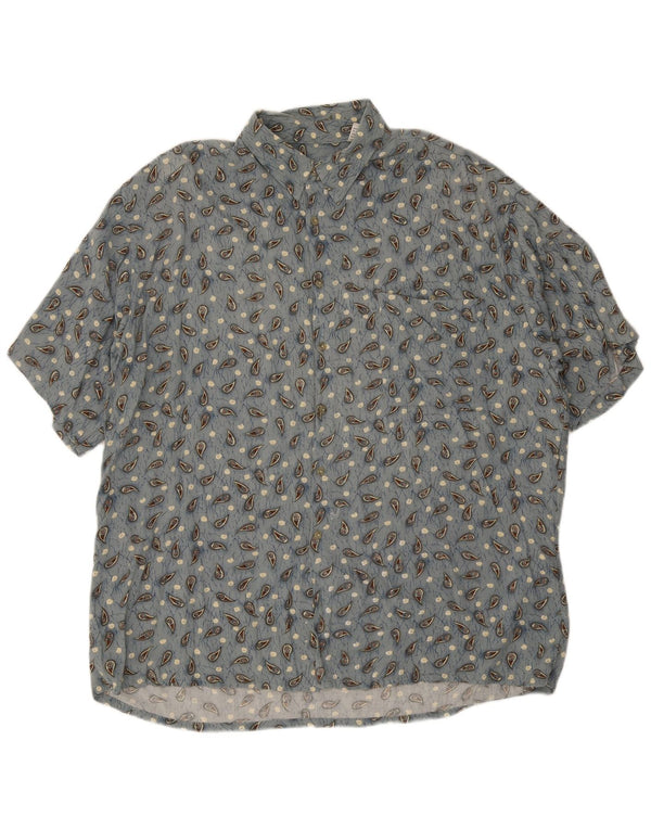 Pierre Cardin Mens Short Sleeve Shirt XL Blue Paisley Rayon
