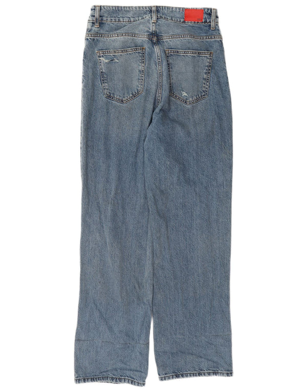 Zara Womens High Waist Distressed Straight Jeans EU 40 Medium W30 L31 Blue