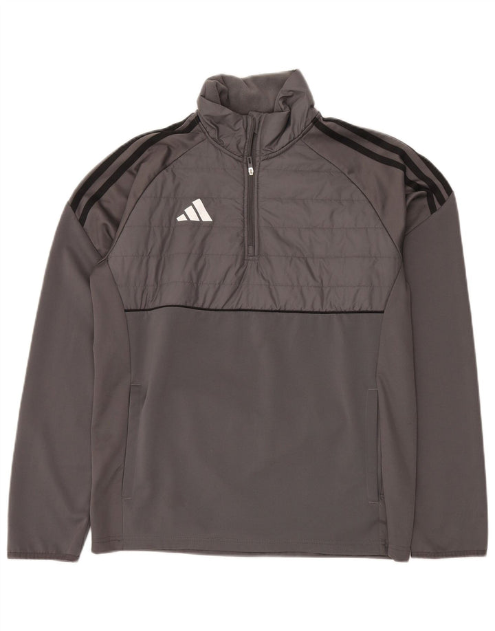 ADIDAS Mens Aeroready Zip Neck Sweatshirt Jumper Small Grey Polyester
