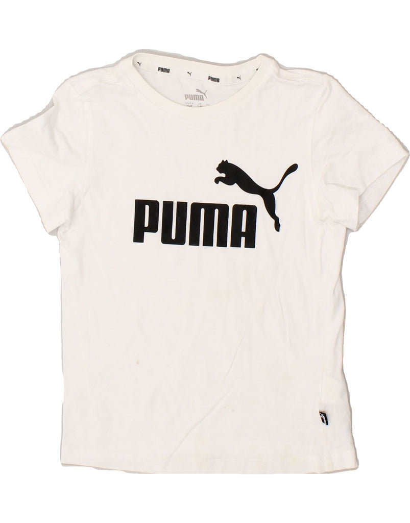 PUMA Boys Graphic T-Shirt Top 7-8 Years White Cotton | Vintage Puma | Thrift | Second-Hand Puma | Used Clothing | Messina Hembry 