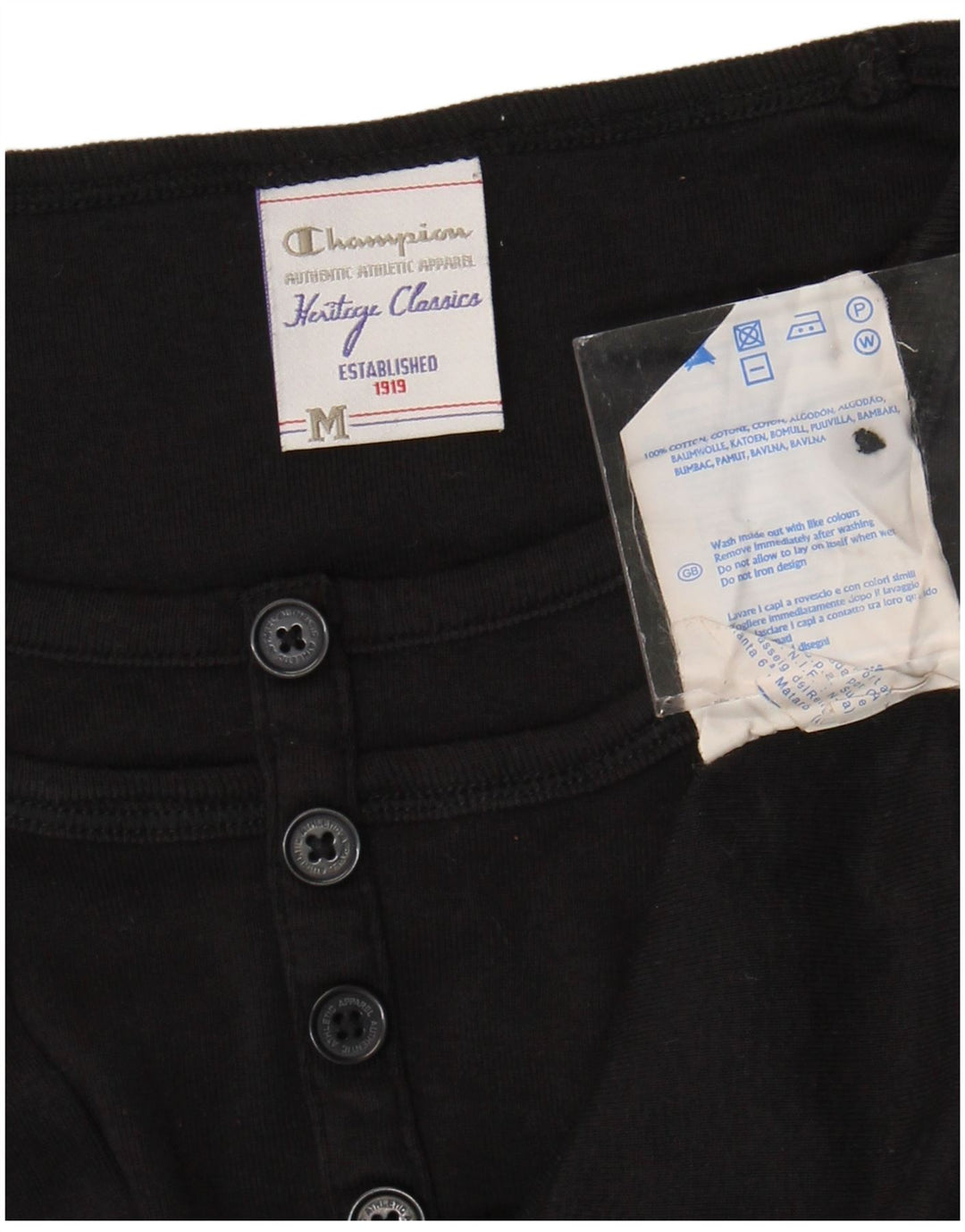 Champion Womens Heritage Classics Top Long Sleeve UK 12 Medium Black Cotton