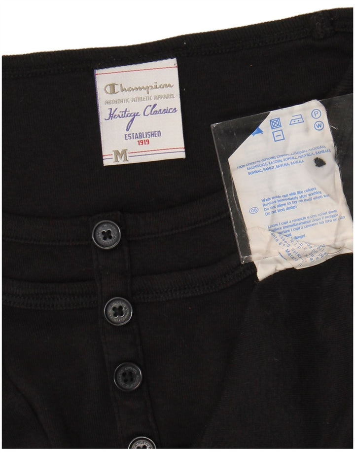 Champion Womens Heritage Classics Top Long Sleeve UK 12 Medium Black Cotton