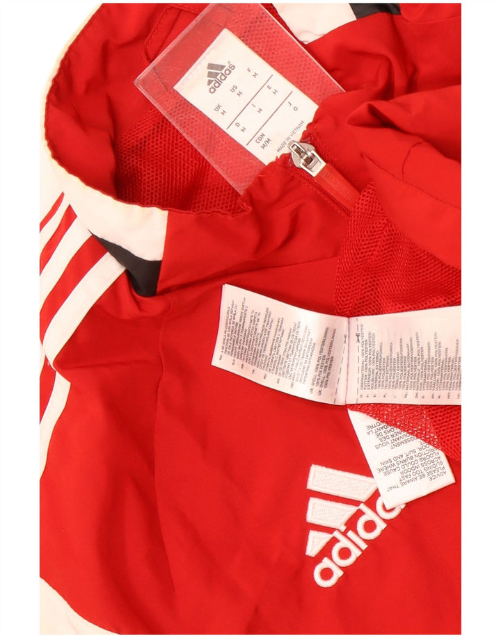 Adidas Mens Tracksuit Top Jacket Medium Red Colourblock Polyester