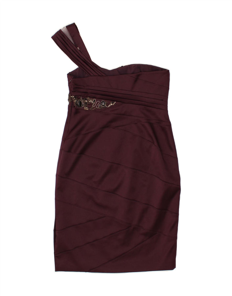 KAREN MILLEN Womens One Shoulder Dress UK 16 Large Purple Polyester Vintage Karen Millen and Second-Hand Karen Millen from Messina Hembry 