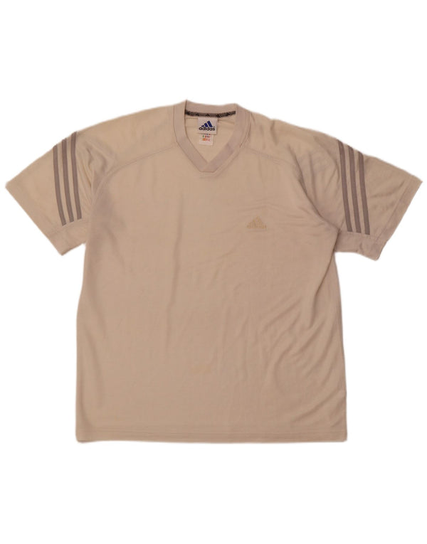 ADIDAS Mens T-Shirt Top UK 42/44 Large Beige Polyester