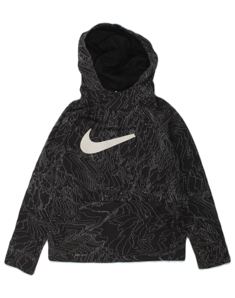 NIKE Boys Graphic Hoodie Jumper 7-8 Years Small Grey Polyester | Vintage Nike | Thrift | Second-Hand Nike | Used Clothing | Messina Hembry 