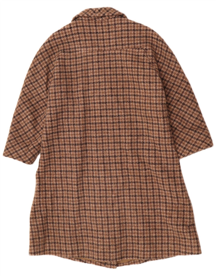 Vintage Womens Double Breasted Coat UK 12 Medium Brown Houndstooth