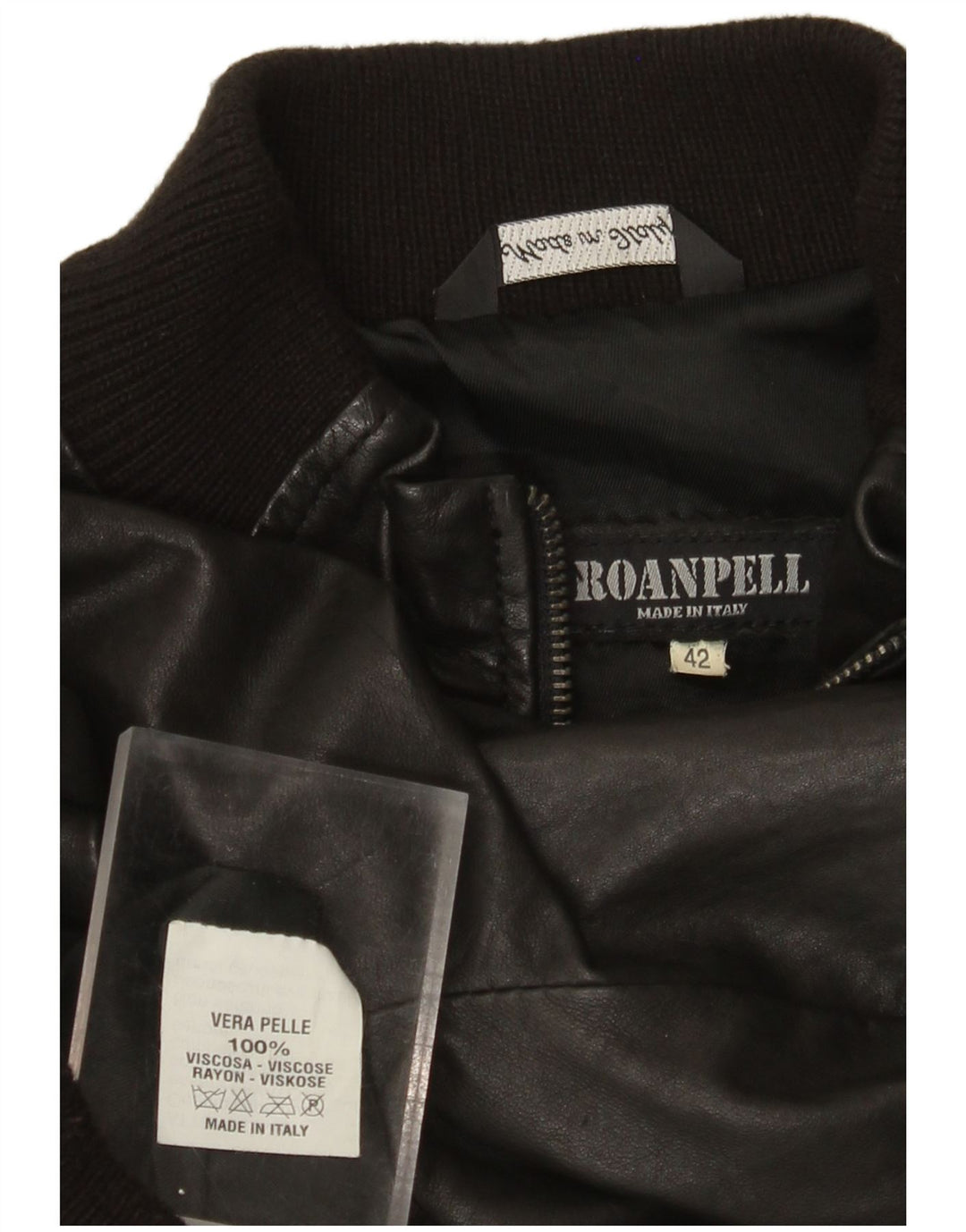 Vintage Womens Leather Jacket IT 42 Medium Black Leather