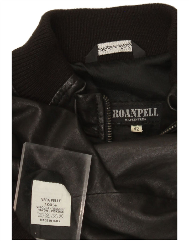 Vintage Womens Leather Jacket IT 42 Medium Black Leather