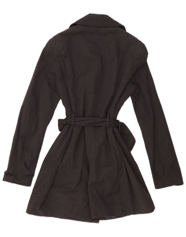 Benetton Womens Trench Coat UK 12 Medium Black Cotton