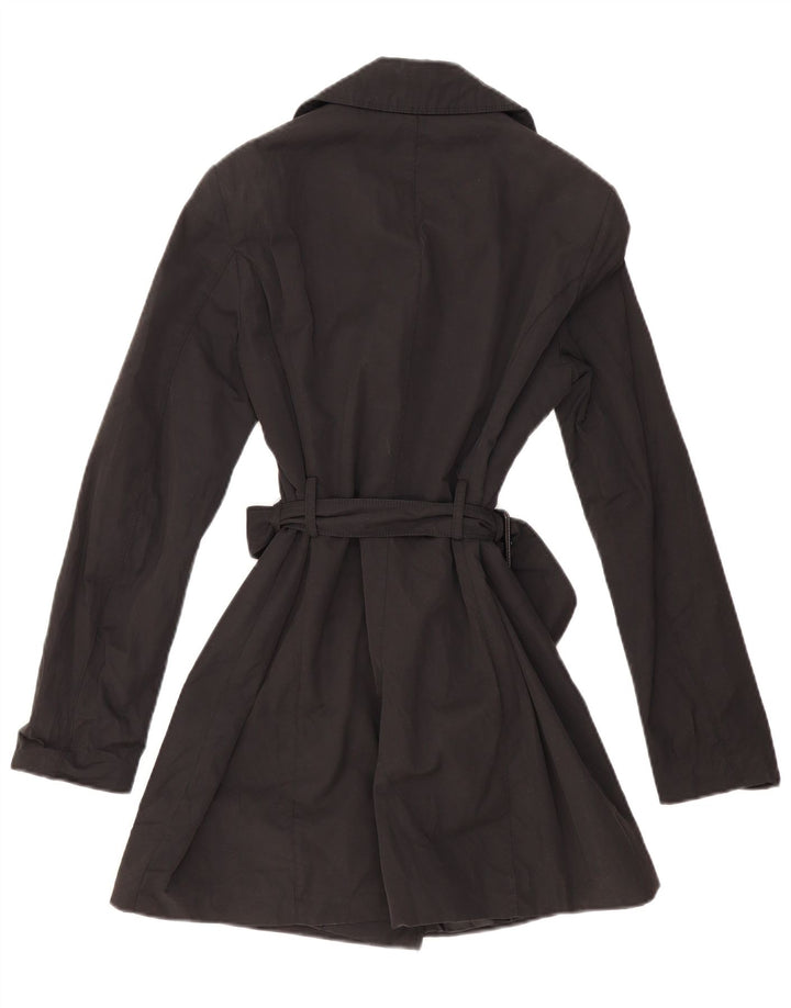 Benetton Womens Trench Coat UK 12 Medium Black Cotton