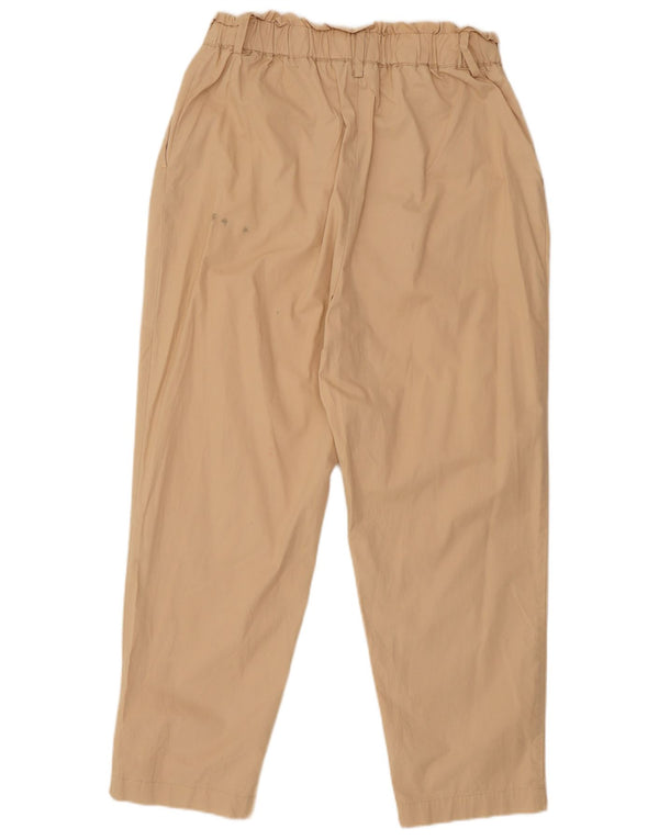 Zara Womens Tapered High Waist Casual Trousers Large W30 L26 Beige Cotton