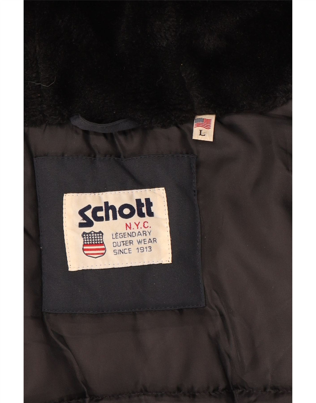 Schott Mens Hooded Duffle Jacket UK 40 Large Navy Blue