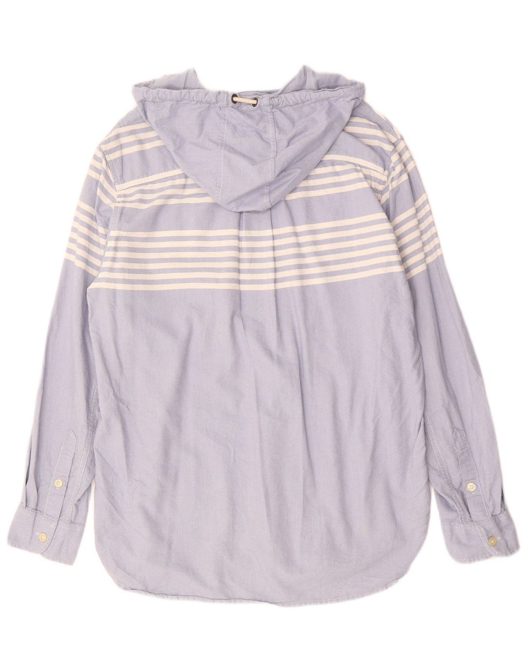 CHAPS Mens Hooded Pullover Shirt Medium Blue Striped Cotton