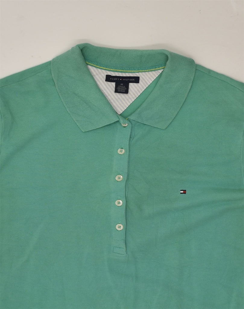 TOMMY HILFIGER Womens Polo Shirt UK 12 Medium Green Cotton | Vintage Tommy Hilfiger | Thrift | Second-Hand Tommy Hilfiger | Used Clothing | Messina Hembry 