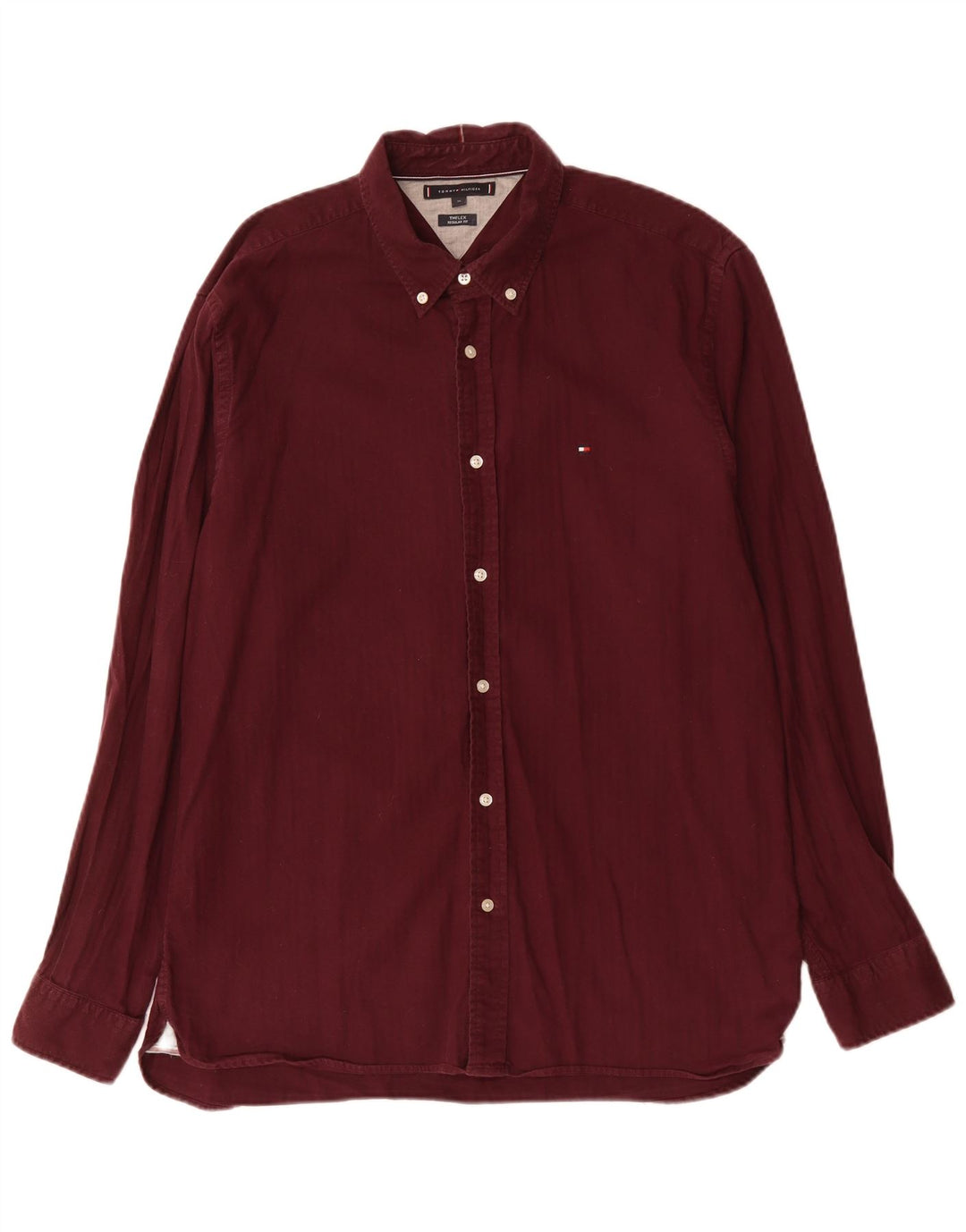 TOMMY HILFIGER Mens Regular Fit Shirt XL Maroon Cotton
