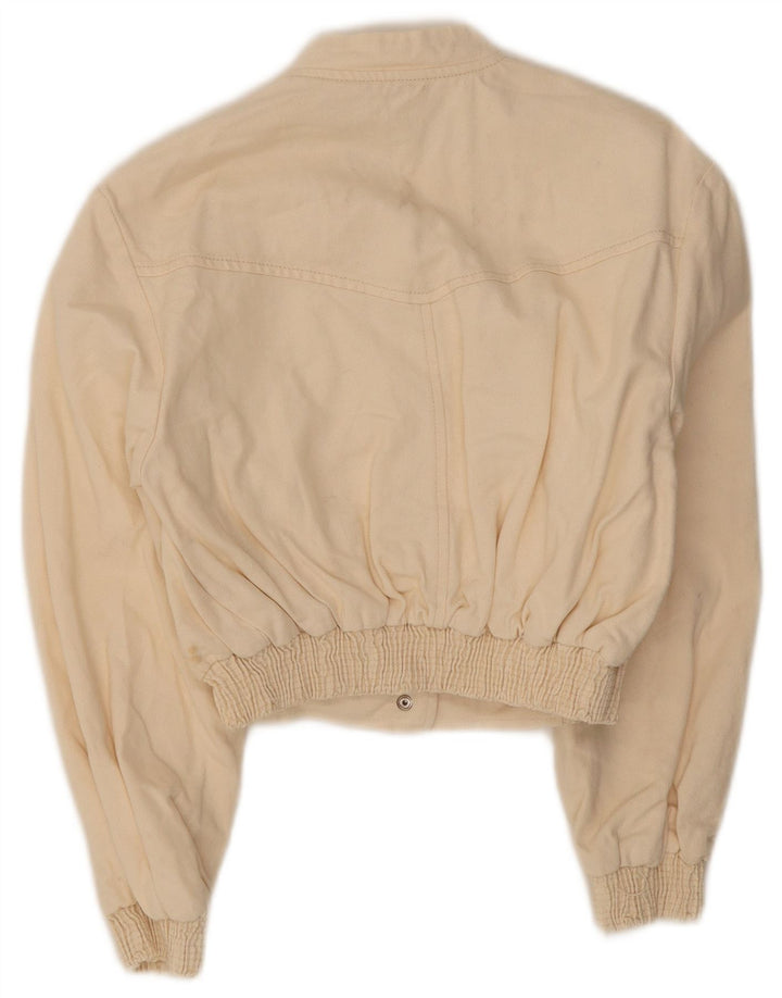 Zara Womens Crop Bomber Jacket UK 10 Small Off White