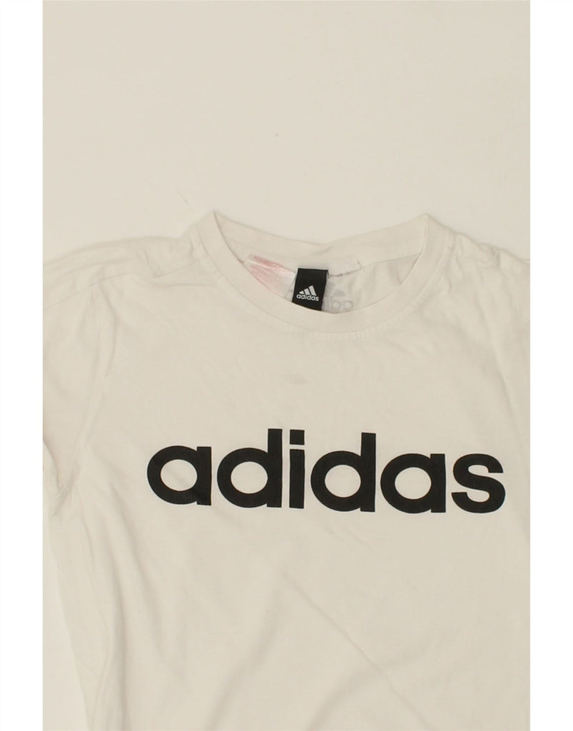 ADIDAS Boys Graphic T-Shirt Top 9-10 Years White Vintage Adidas and Second-Hand Adidas from Messina Hembry 