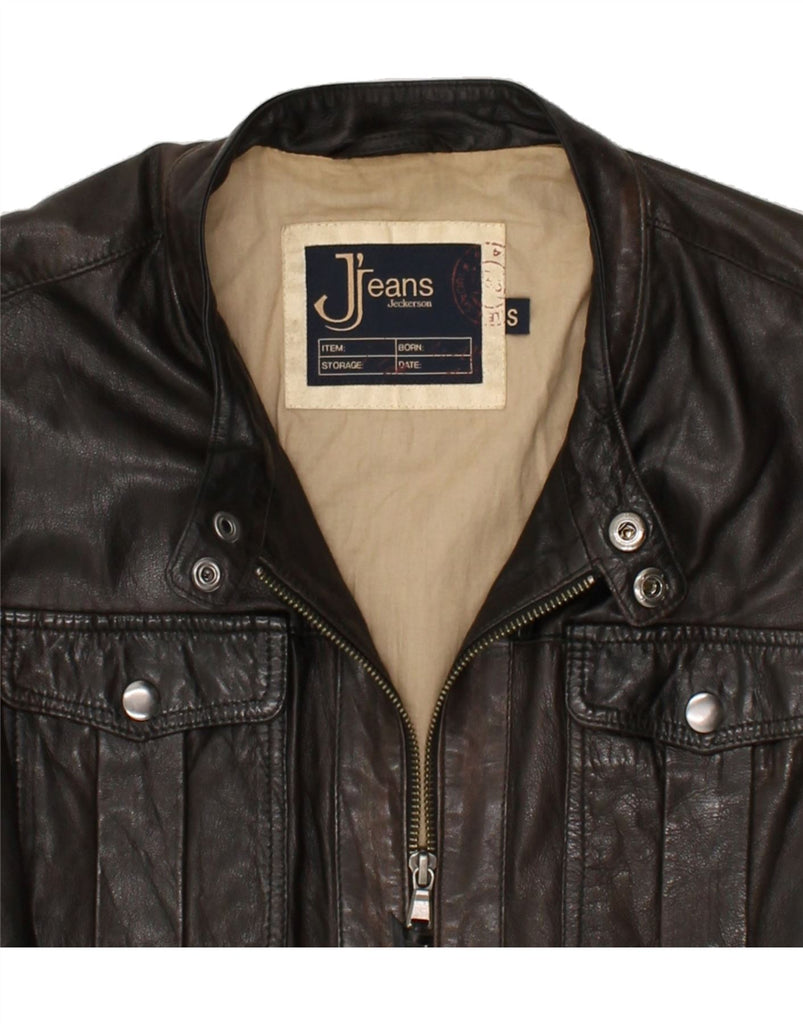 JECKERSON Mens Leather Jacket UK 36 Small Brown Leather | Vintage Jeckerson | Thrift | Second-Hand Jeckerson | Used Clothing | Messina Hembry 