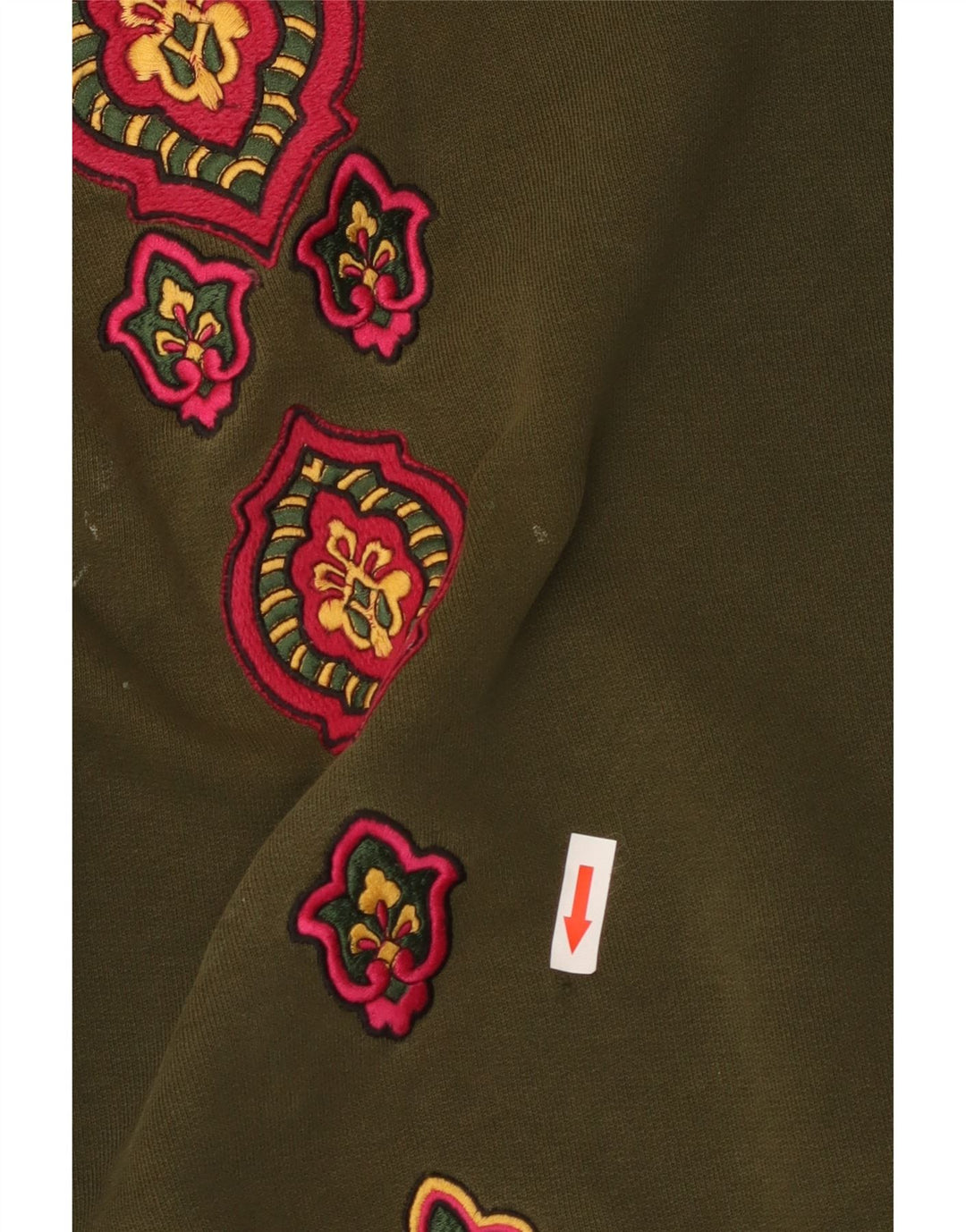 Jaeger Womens Oversized Sweatshirt Jumper UK 12 Medium Khaki Floral Cotton