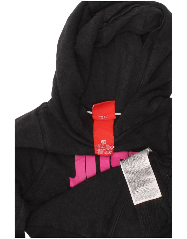 NIKE Girls Graphic Hoodie Jumper 3-4 Years XS Grey Cotton