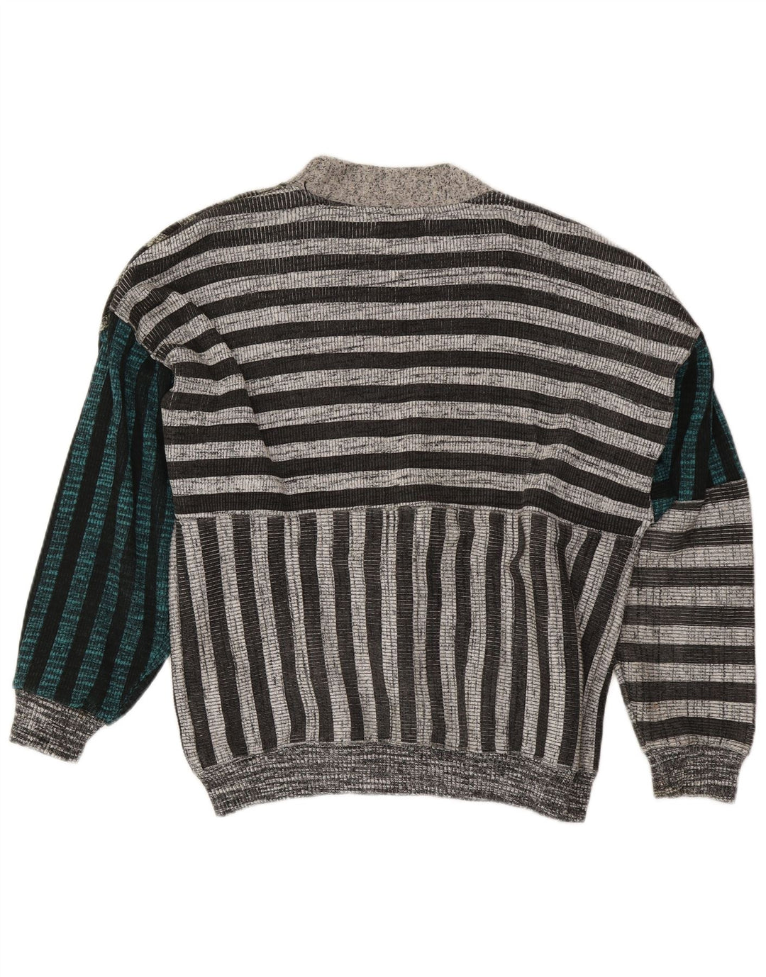 La Squadra Mens Cardigan Sweater Large Grey Striped Cotton