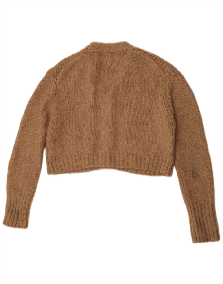 Zara Womens Crop Cardigan Sweater UK 14 Medium Beige Alpaca Wool
