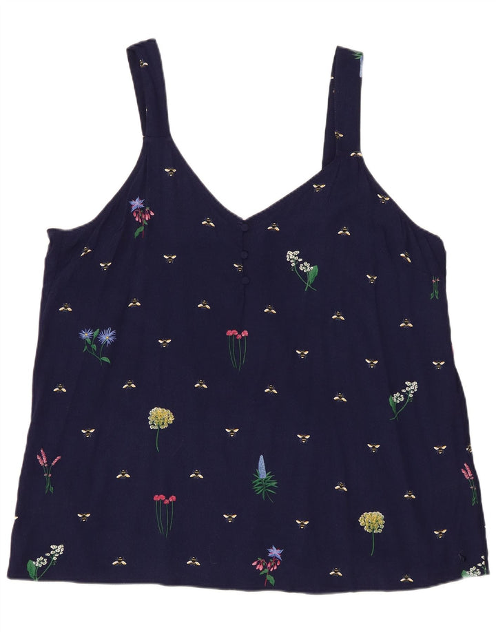 Joules Womens Abstract Pattern Cami Top UK 20 2XL Navy Blue Viscose