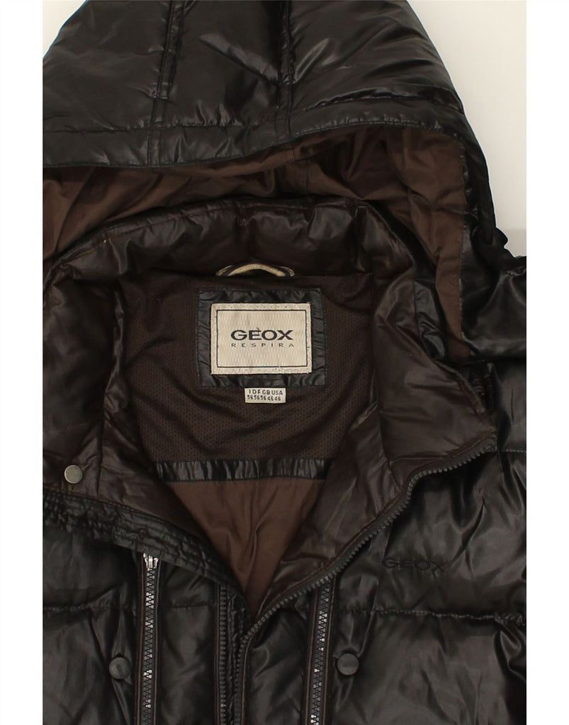 GEOX Mens Hooded Padded Jacket UK 46 3XL Brown Polyester | Vintage Geox | Thrift | Second-Hand Geox | Used Clothing | Messina Hembry 