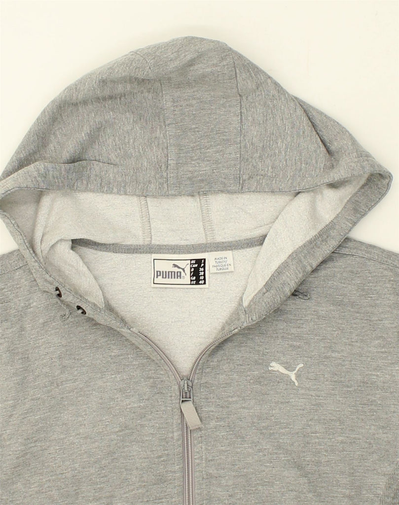 PUMA Womens Zip Hoodie Sweater UK 10 Small Grey Cotton | Vintage Puma | Thrift | Second-Hand Puma | Used Clothing | Messina Hembry 