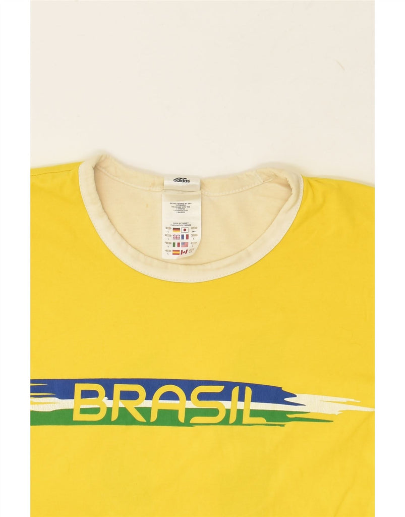 ADIDAS Mens Graphic T-Shirt Top Large Yellow Cotton | Vintage Adidas | Thrift | Second-Hand Adidas | Used Clothing | Messina Hembry 