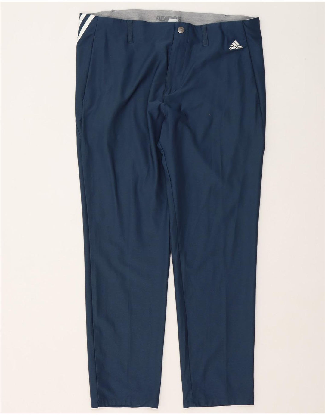 Adidas Mens Straight Chino Trousers W36 L30 Navy Blue Polyester