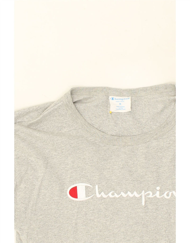 CHAMPION Womens Crop Graphic T-Shirt Top UK 14 Medium Grey Cotton | Vintage Champion | Thrift | Second-Hand Champion | Used Clothing | Messina Hembry 