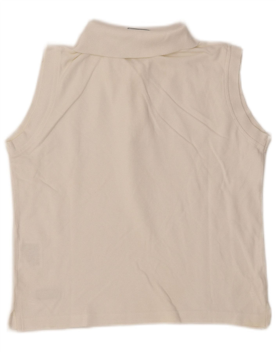 CHAMPION Womens Crop Sleeveless Polo Shirt UK 16 Large White Cotton