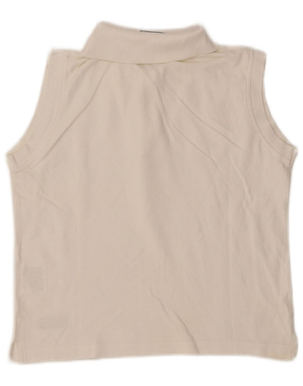 CHAMPION Womens Crop Sleeveless Polo Shirt UK 16 Large White Cotton