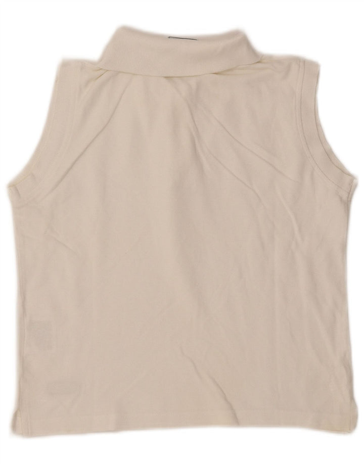 CHAMPION Womens Crop Sleeveless Polo Shirt UK 16 Large White Cotton