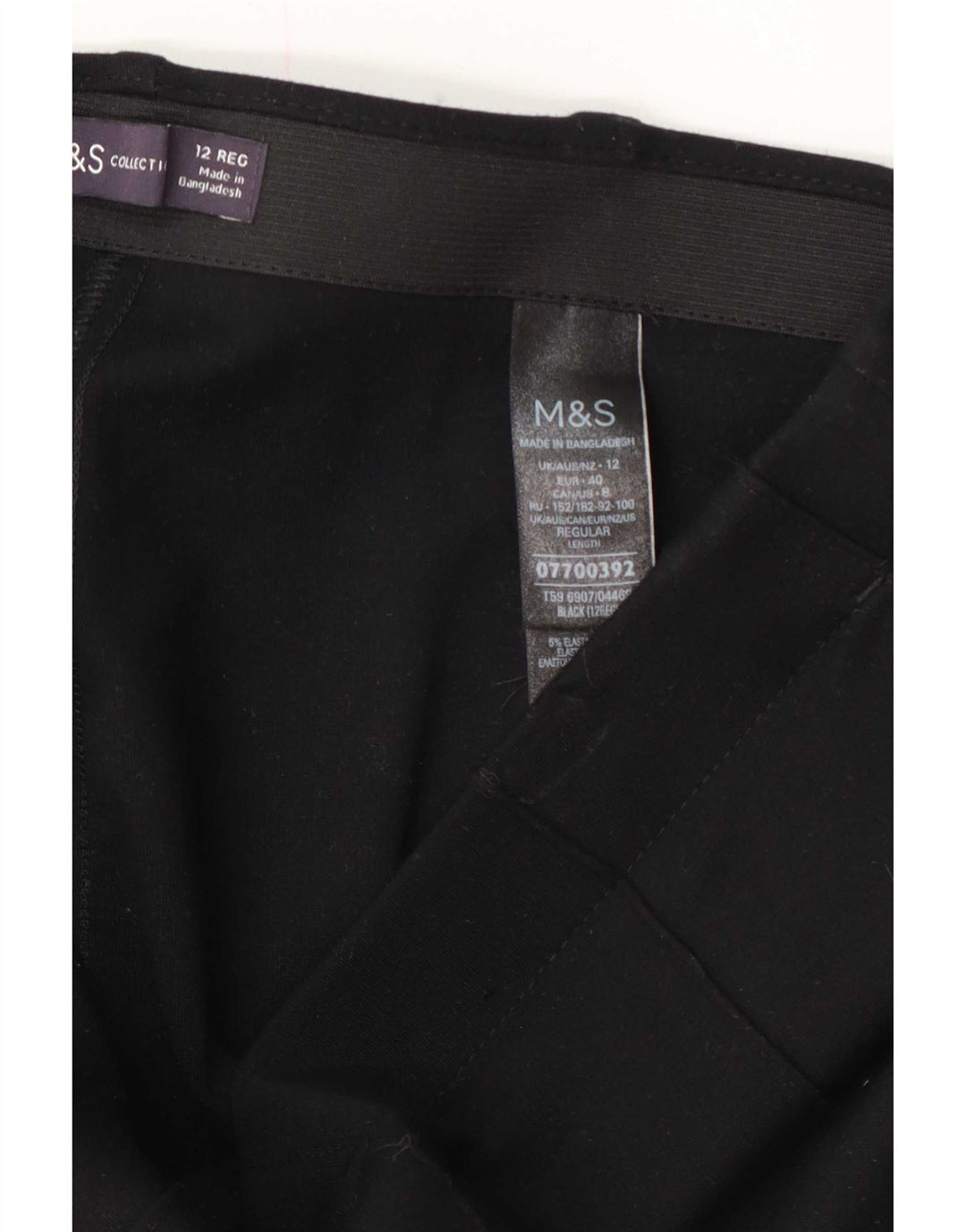 Marks & Spencer Womens Straight Suit Trousers UK 12 Medium W32 L30 Black