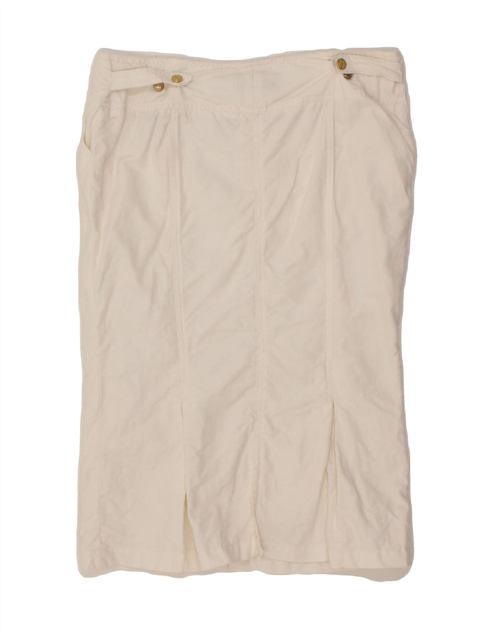 TRUSSARDI Womens Straight Skirt IT 46 Large W32 White Cotton Vintage Trussardi and Second-Hand Trussardi from Messina Hembry 