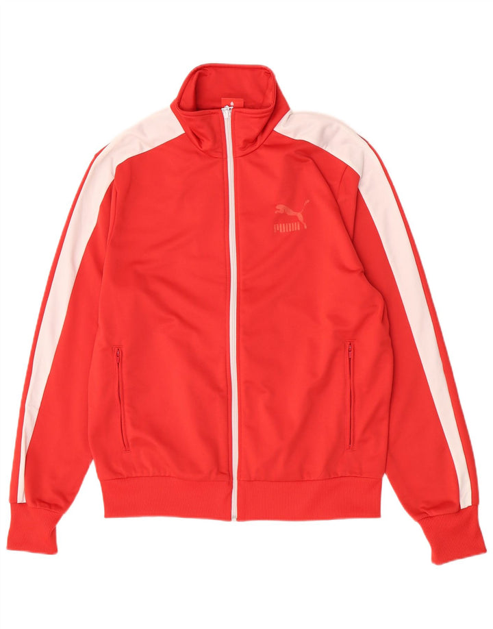 Puma Mens Tracksuit Top Jacket Medium Red Colourblock Polyester